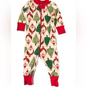 Hanna Andersson Santa Holiday Zipper Sleeper Organic Cotton No‎ Feet Size 6-9 mo